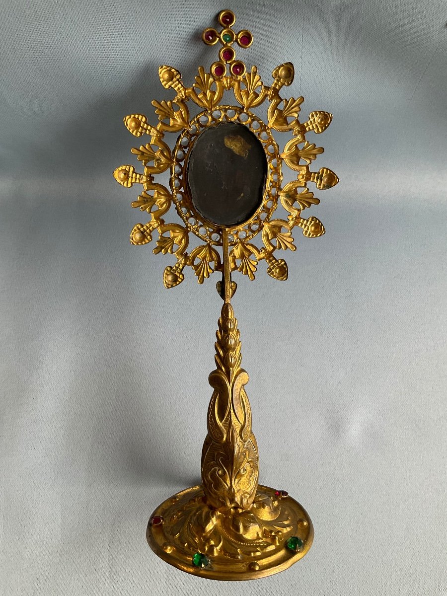 Petite Monstrance En Laiton Doré Fin 19éme Siècle -photo-1