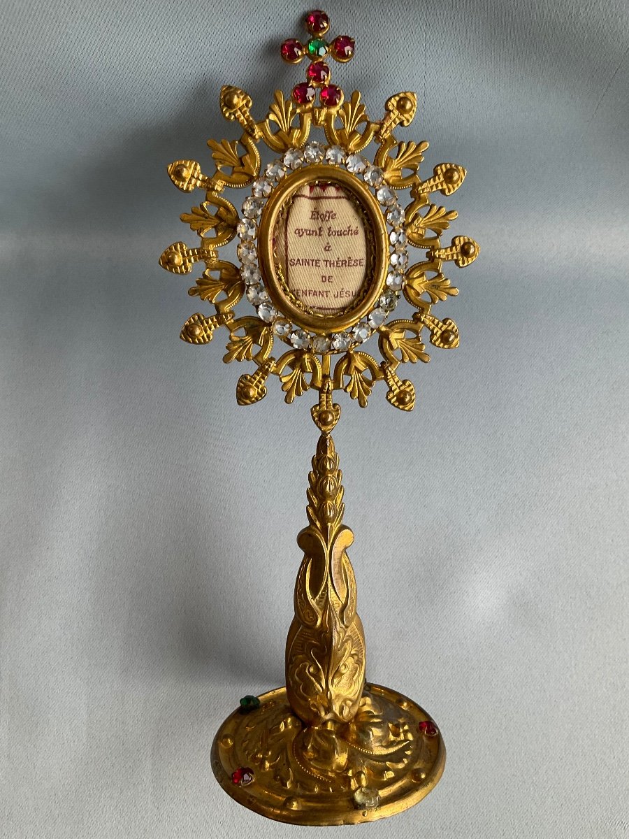 Petite Monstrance En Laiton Doré Fin 19éme Siècle -photo-3