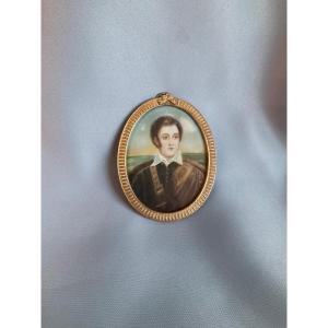 Miniature Portrait Of A Young Man 19th Century 