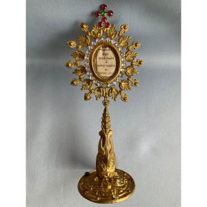 Petite Monstrance En Laiton Doré Fin 19éme Siècle 