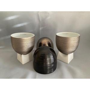 Coquet Limoges Hémisphère 4 Tasses Et Supports 