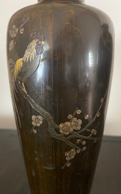 Paire De Vases Japonais En Bronze-photo-4