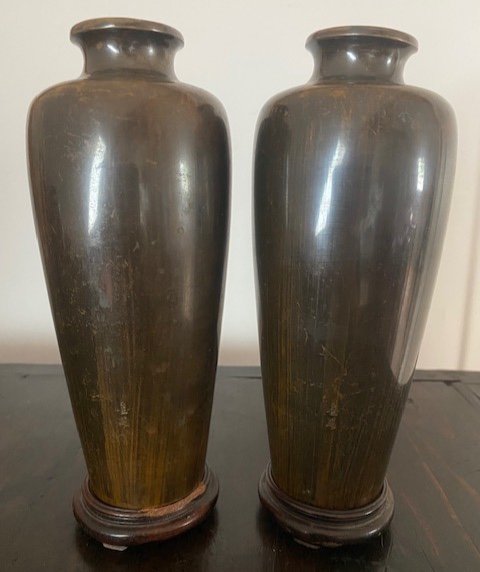 Paire De Vases Japonais En Bronze-photo-6