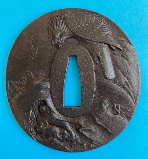 Tsuba Aigle Et Singes