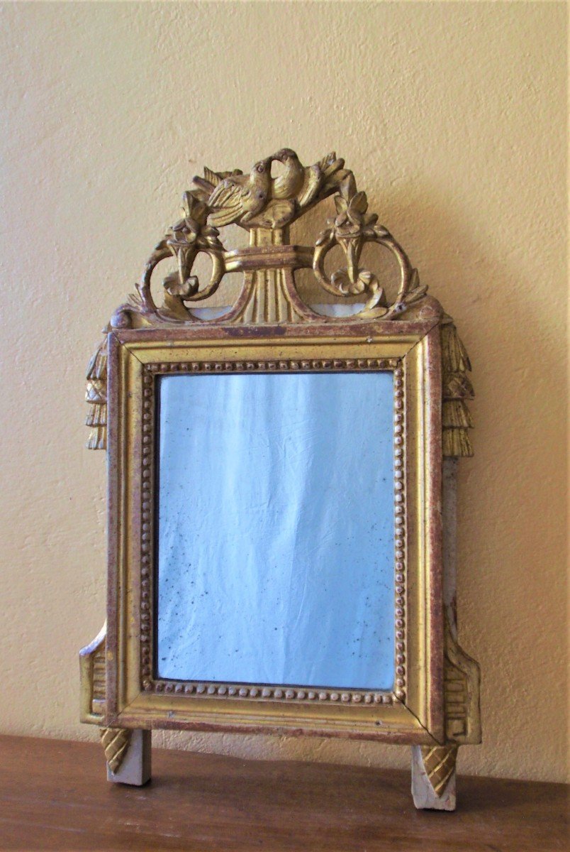 Petit Miroir  Louis XVI En Bois Doré