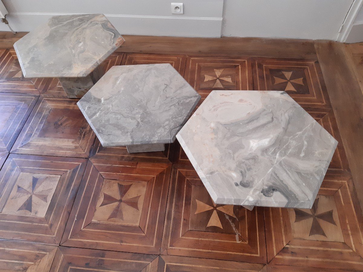 Set Of 3 Marble Nesting Tables-photo-4