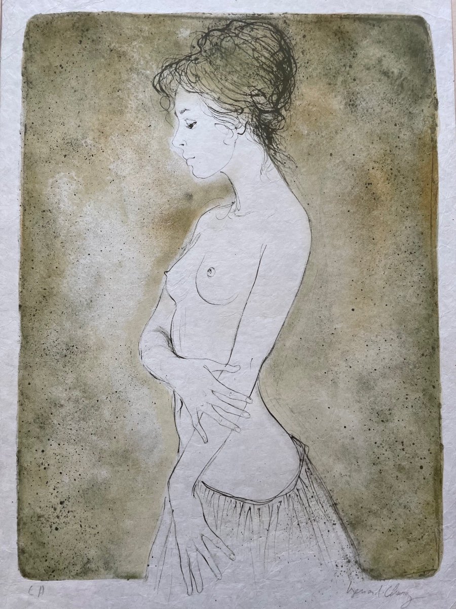 «Jeune femme aux seins nus » Lithographie signée Bernard Charoy