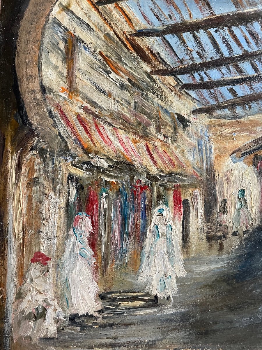 Oil On Wood By The Painter Luc Gérard "souk De Marrakech" Morocco-photo-2