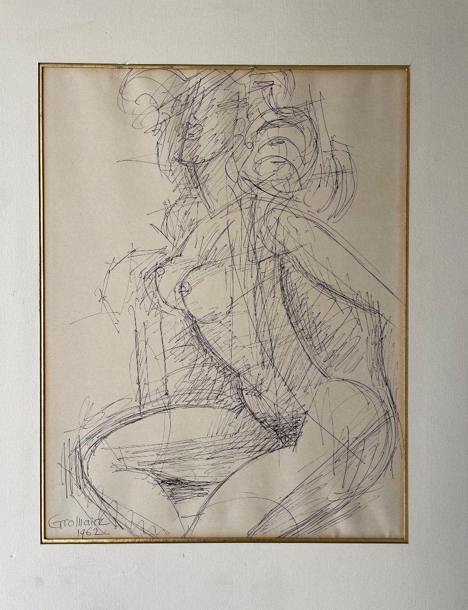 Ink Drawing Signed Et Date Gromaire 1962 "female Nude"-photo-1