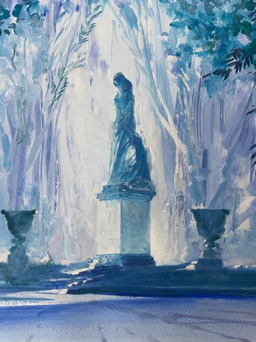 Les Jardins de Versailles, Gouache format 65x50 Signée Damien-photo-2