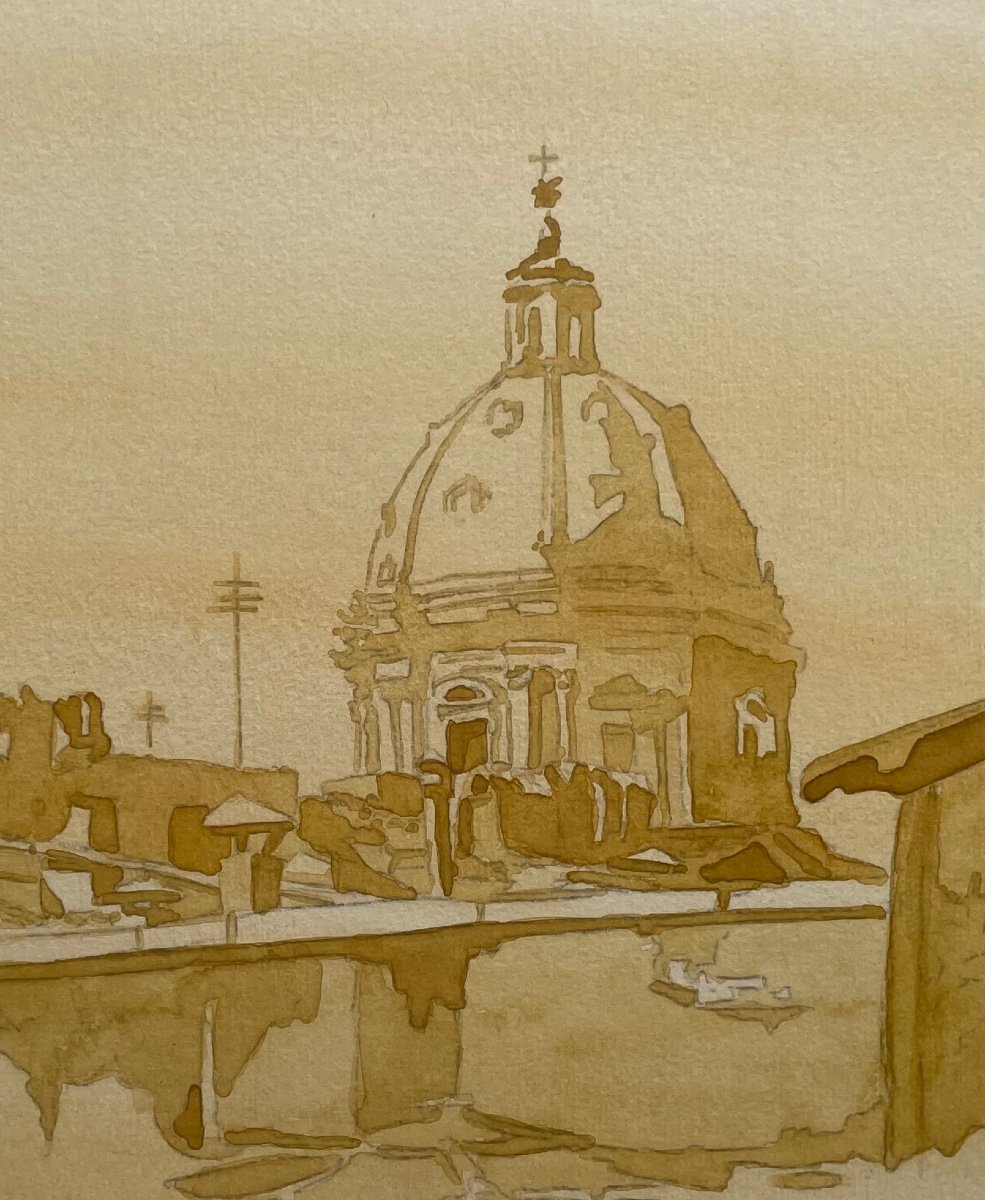 Contemporary Framed Watercolor “rome”-photo-2