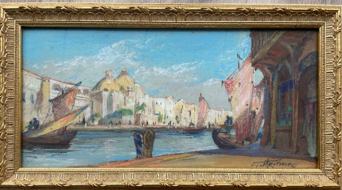 Superb Pastel Gras Very Early 20th Century “venice”