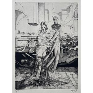 "triumph Of Caesar" Rare And Old Original Engraving By The Artist Philippe Mohlitz