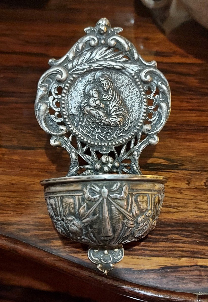 Small Stoup In Repoussé Silver