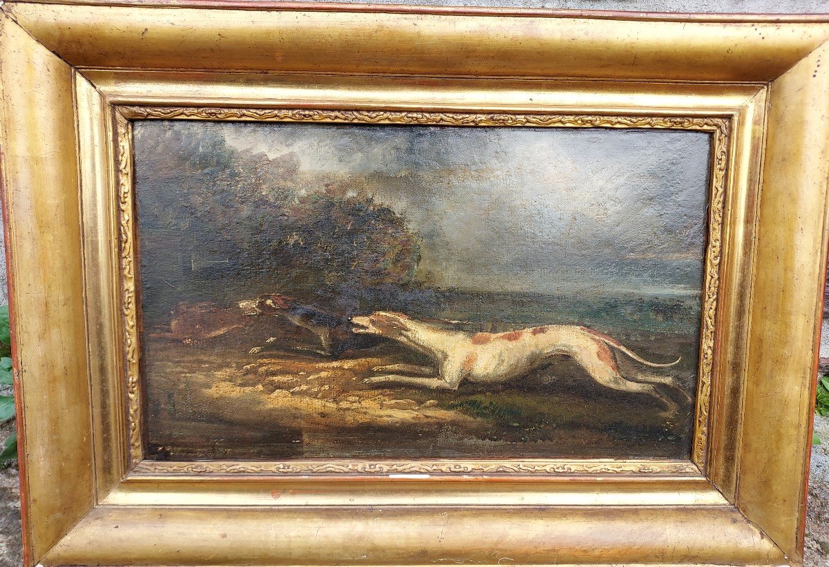 Tableau Scène De Chasse à Vue Au Lièvre XIXe