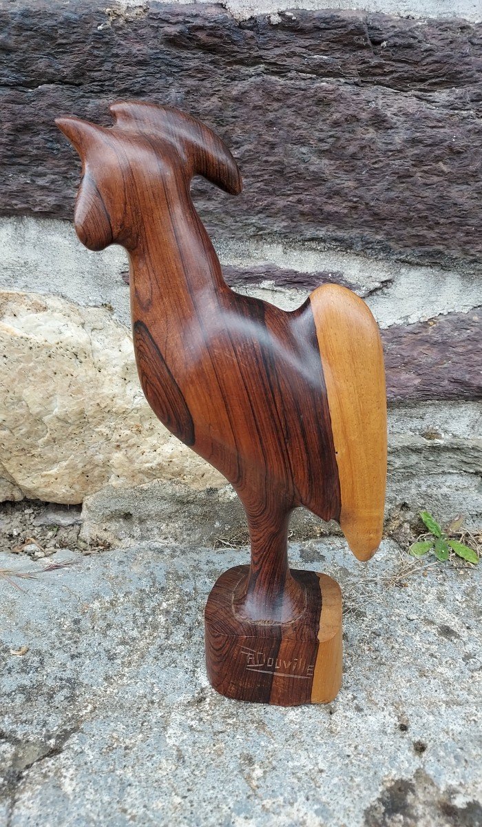 Rooster Monoxyl Wooden Sculpture Roger Douville (1915-1981)