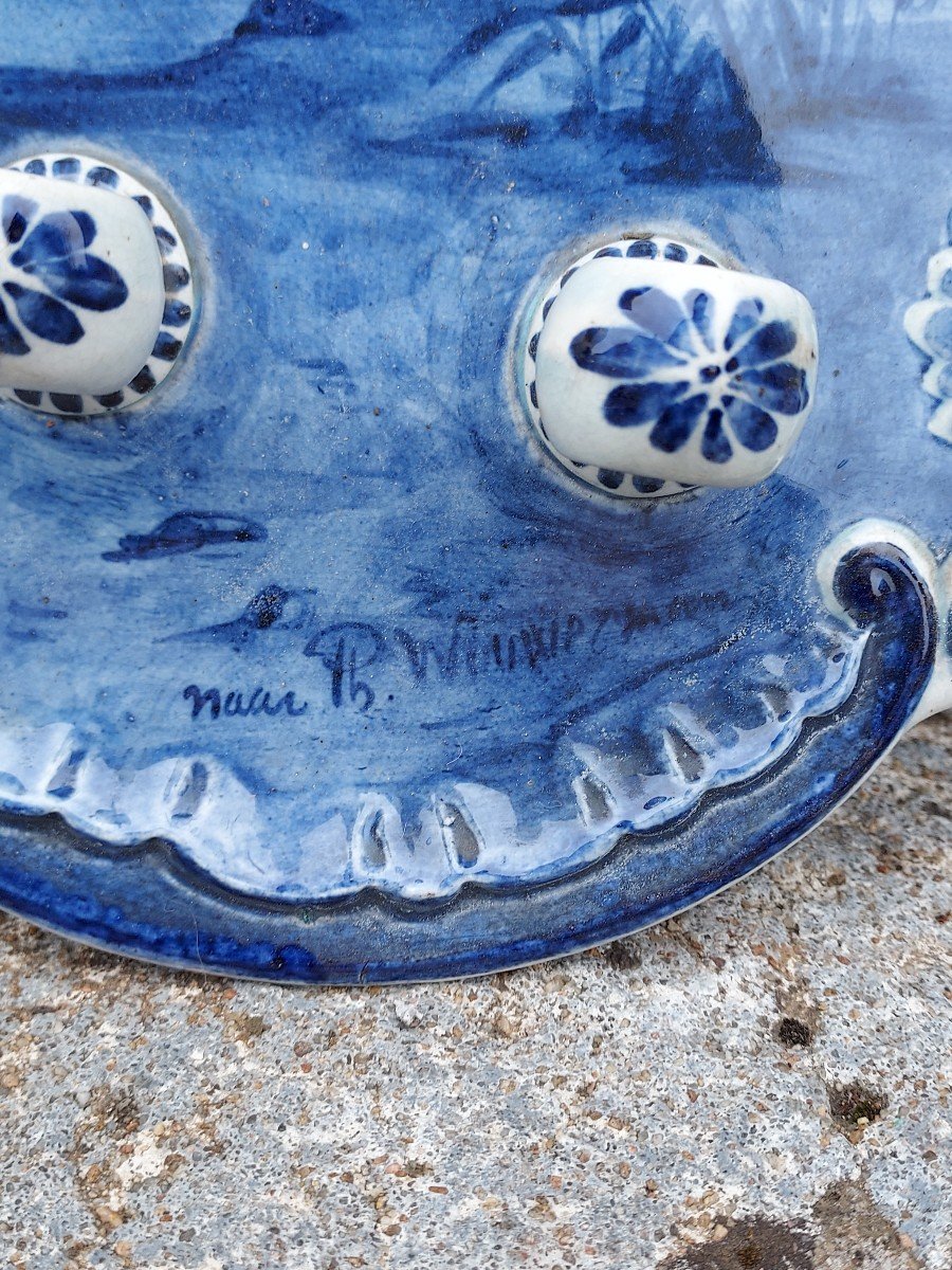 Grande Plaque En Porcelaine De Delft d'Après Wouwerman 1882-photo-3