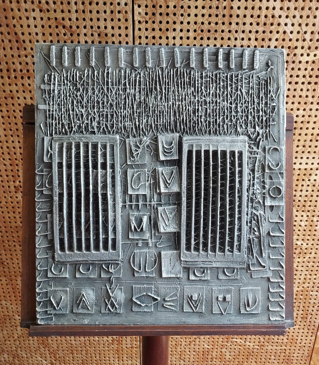 Emilio Scanavino Bas-relief Cast Aluminum Signed And Dated 1965