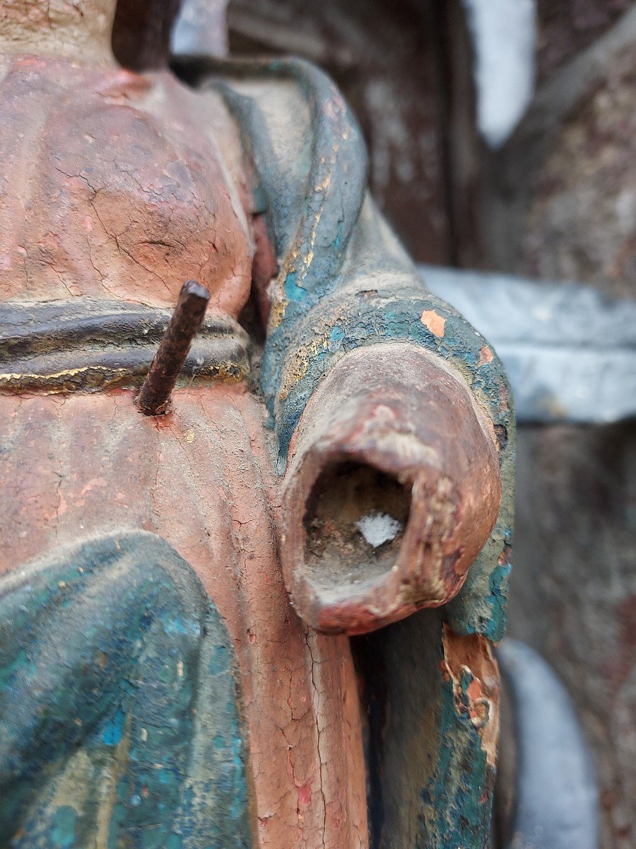 18th Century Polychrome Wooden Statuette -photo-5