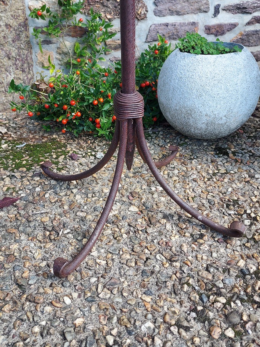 Large Torchère, 12-light Wrought Iron Chandelier -photo-4