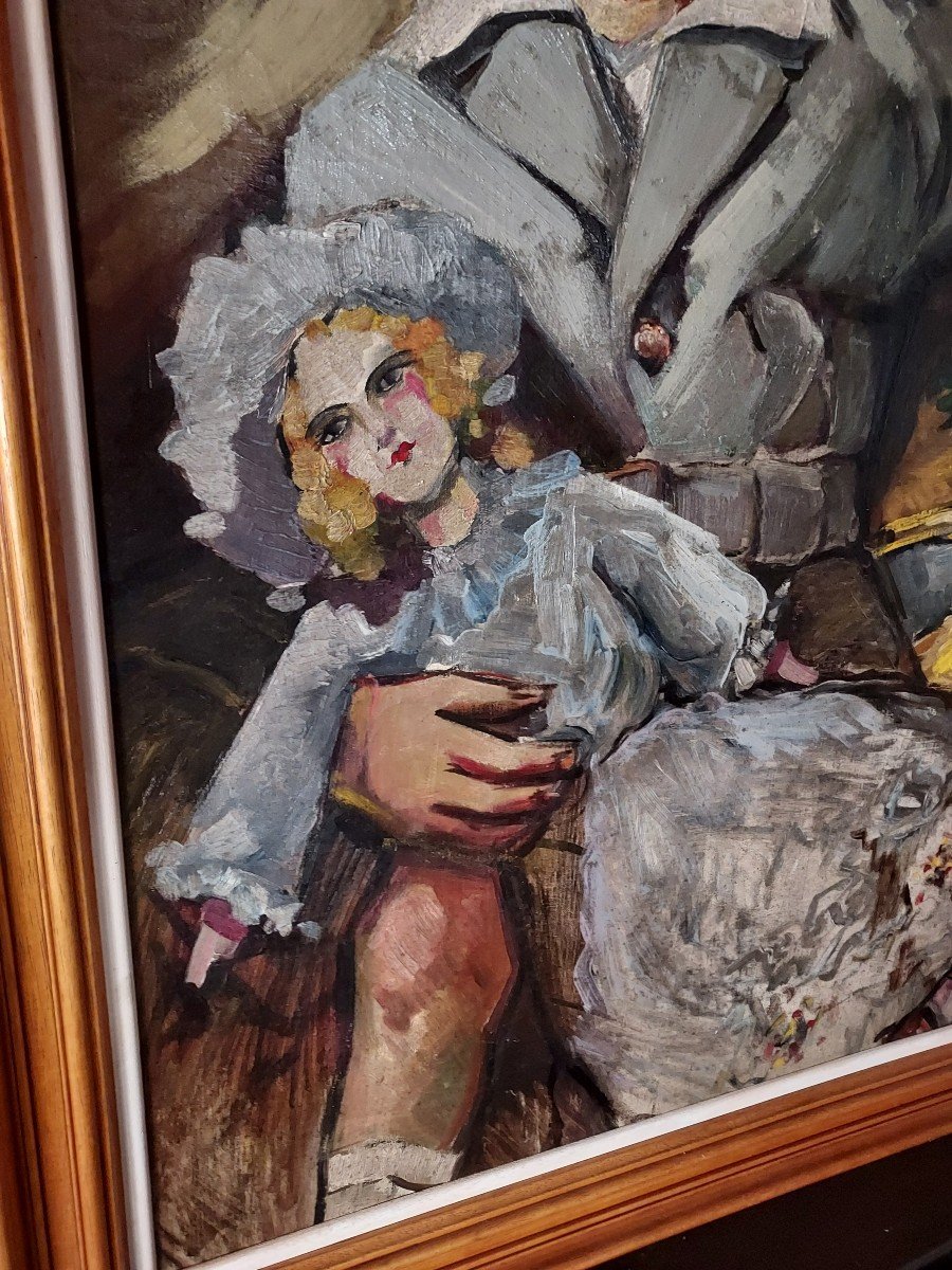 Oil On Canvas The Boy With The Doll By Joseph Waidinger (1899-?)-photo-2