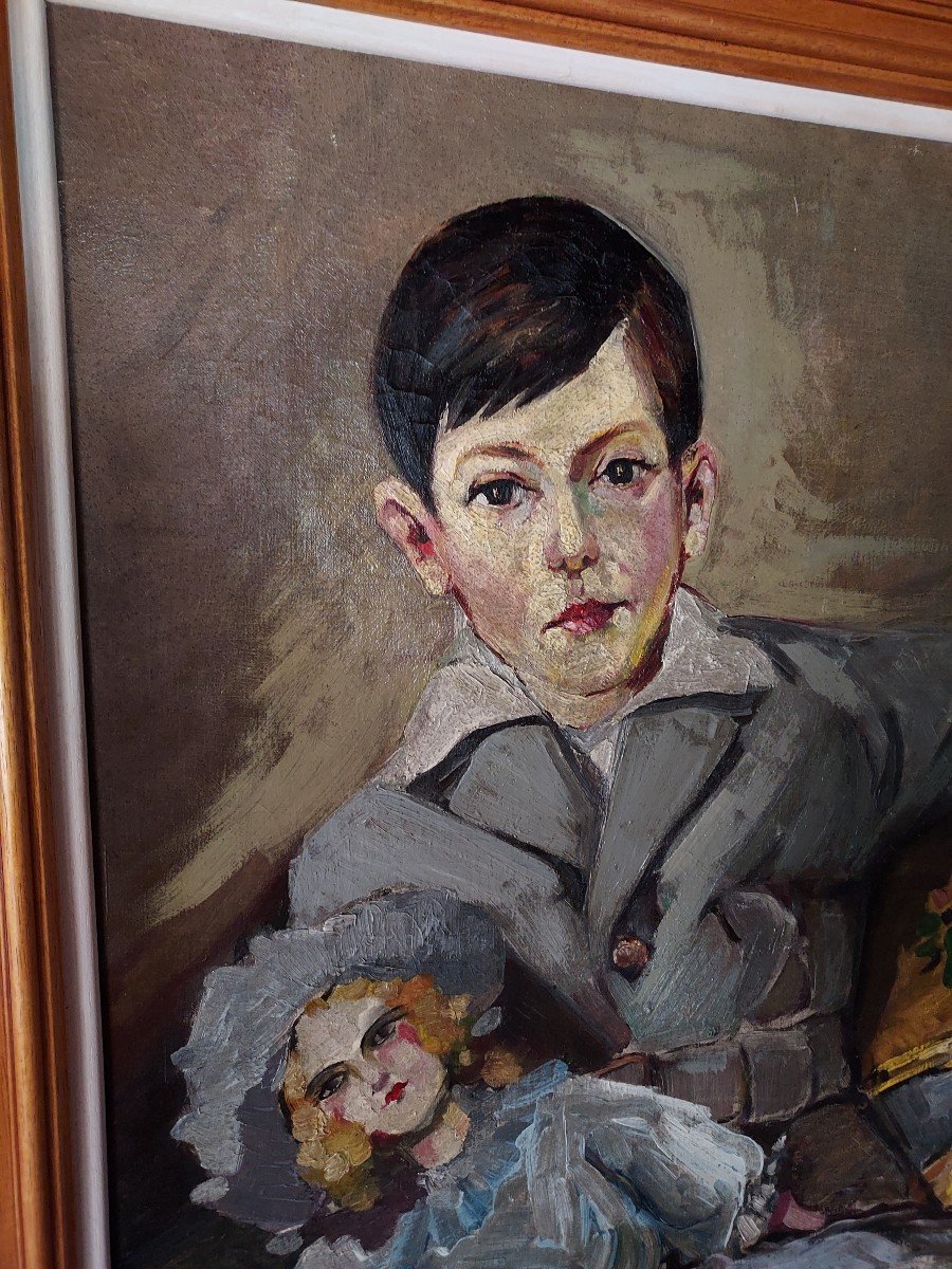 Oil On Canvas The Boy With The Doll By Joseph Waidinger (1899-?)-photo-3