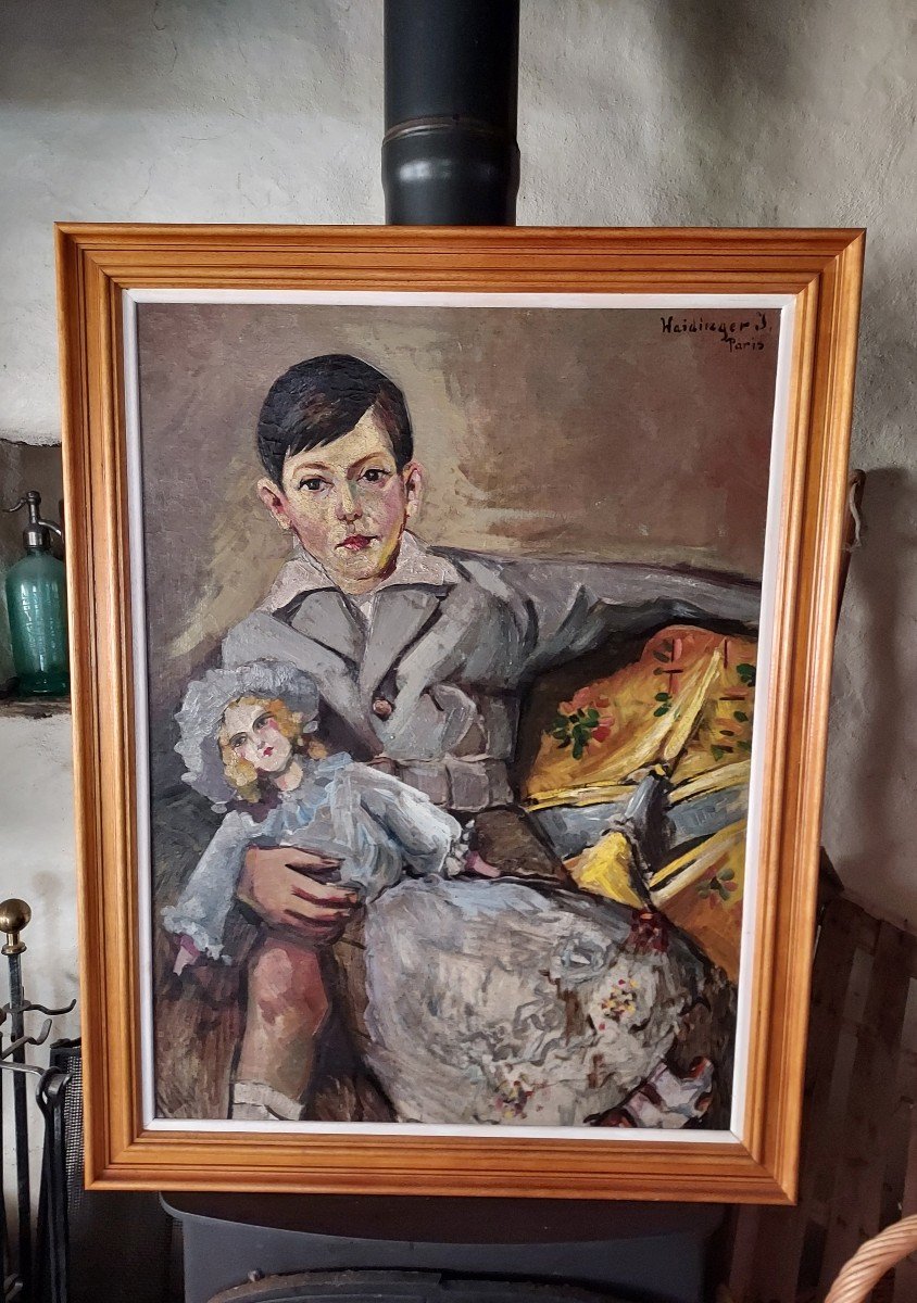 Oil On Canvas The Boy With The Doll By Joseph Waidinger (1899-?)-photo-4