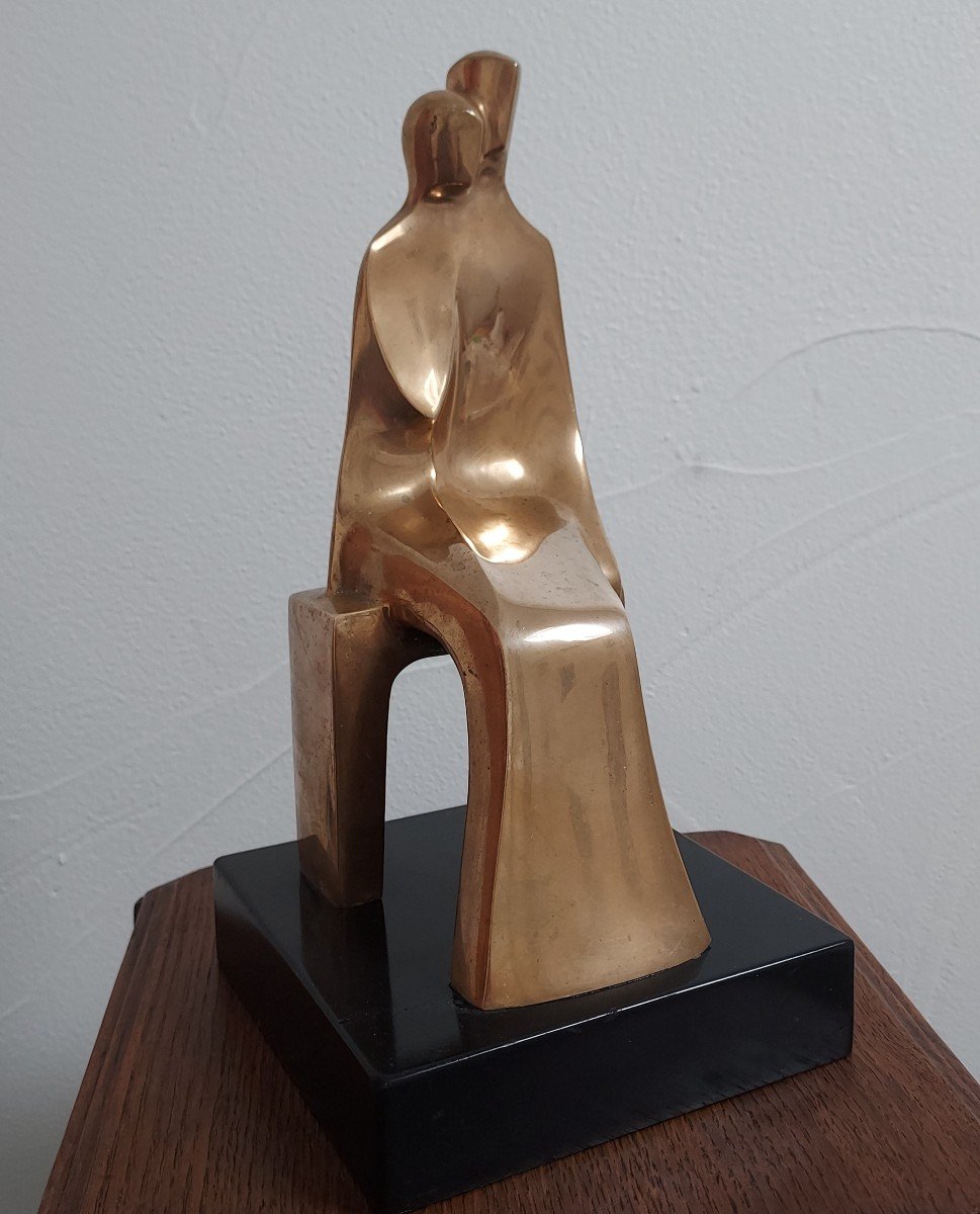 Couple Embracing In Bronze By Michel Beck (1928-2017)