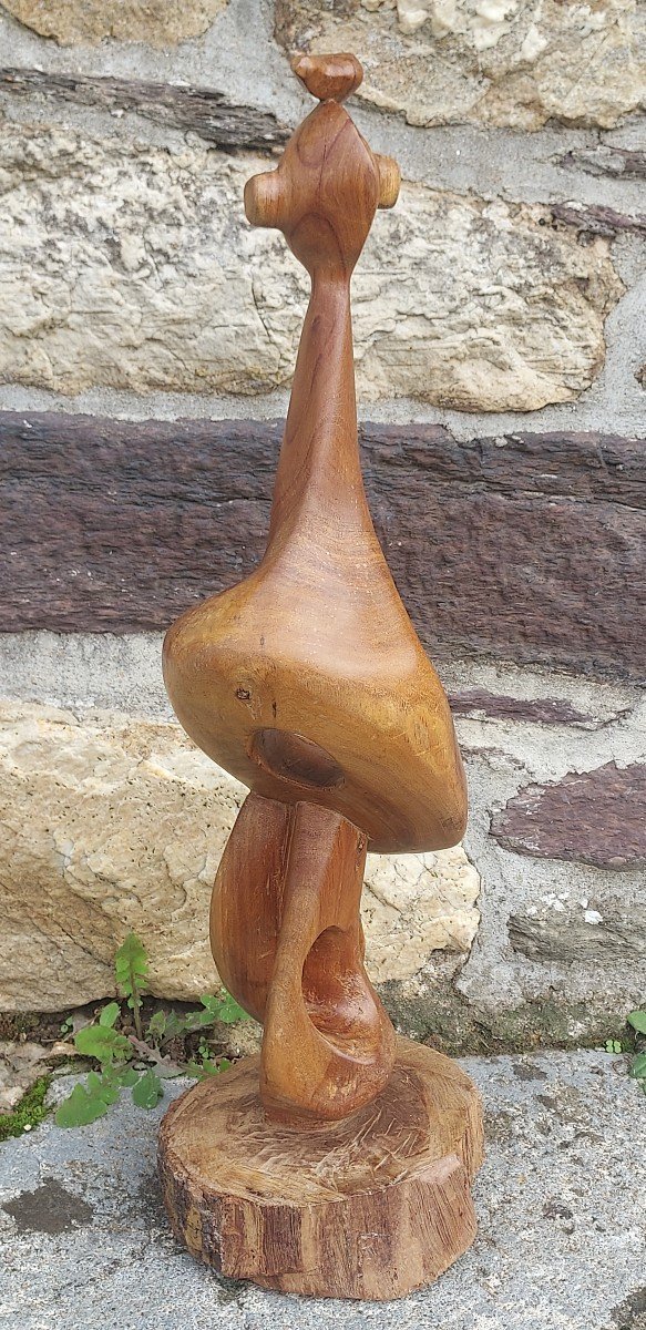 Anthropomorphic Sculpture In Monoxyl Wood -photo-2