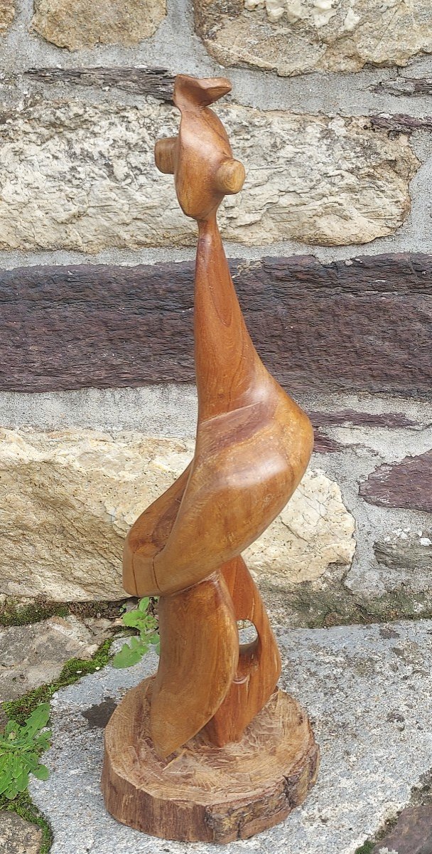 Anthropomorphic Sculpture In Monoxyl Wood -photo-1