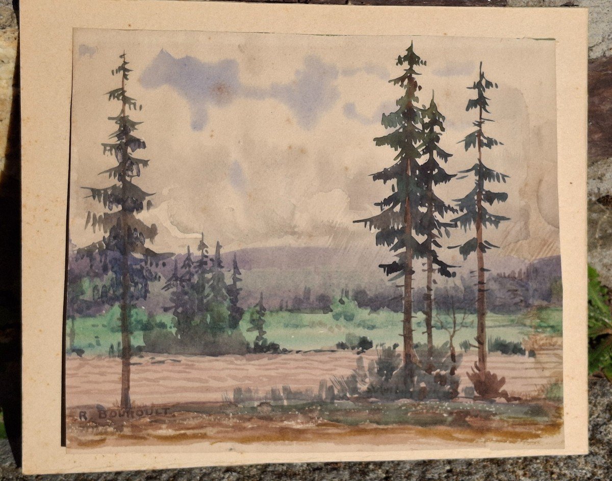 Robert Bouroult (1894-1975) Watercolor Landscape