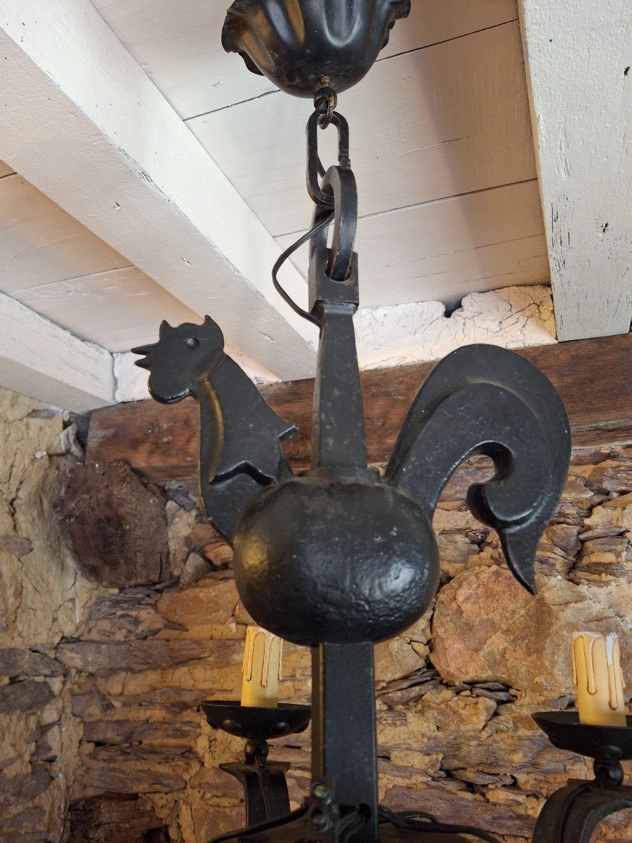 Wrought Iron Rooster Chandelier Les Atelier De Marolles -photo-3