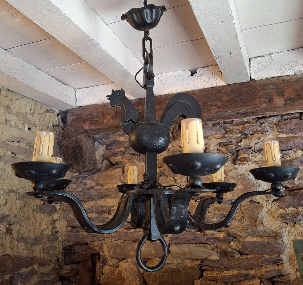 Wrought Iron Rooster Chandelier Les Atelier De Marolles 