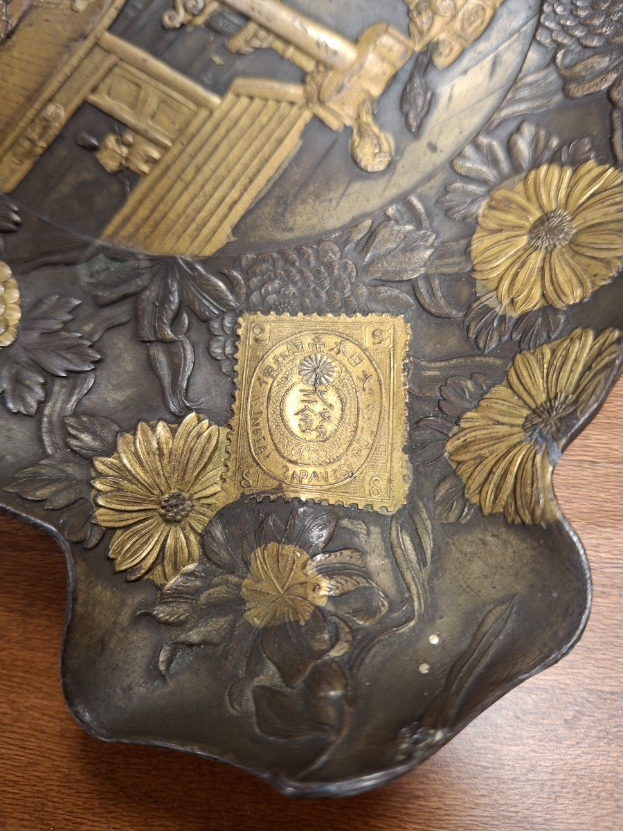 Meiji Japan Gilded Tin Bowl-photo-4