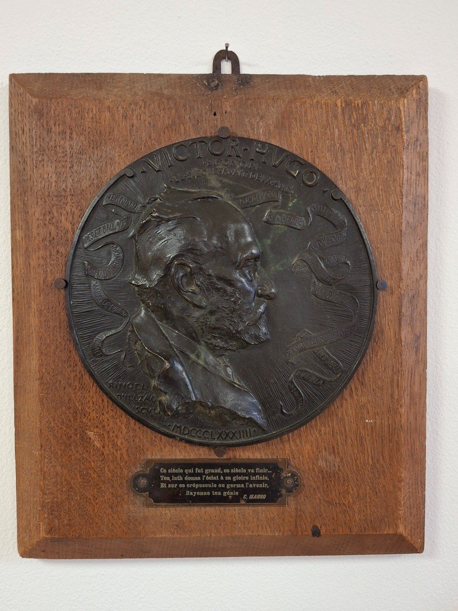 Bronze Medal Portrait Of Victor Hugo By Ringel d'Illzach -photo-2