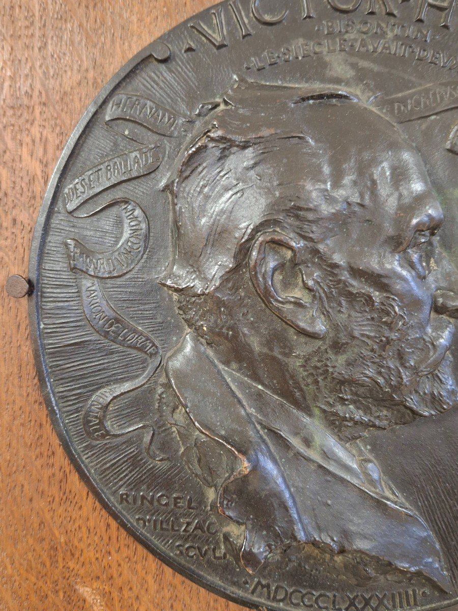 Bronze Medal Portrait Of Victor Hugo By Ringel d'Illzach -photo-4