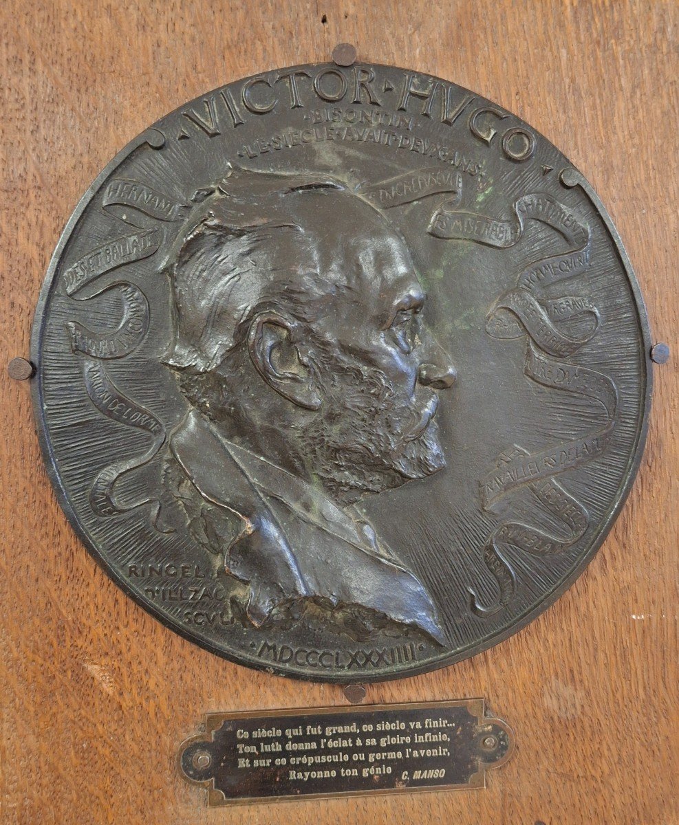 Bronze Medal Portrait Of Victor Hugo By Ringel d'Illzach 