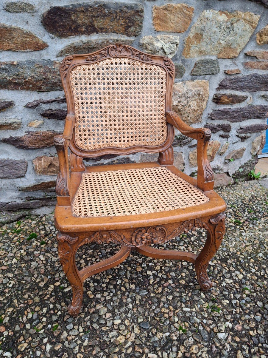 Louis XV Style Caned Child's Armchair-photo-2