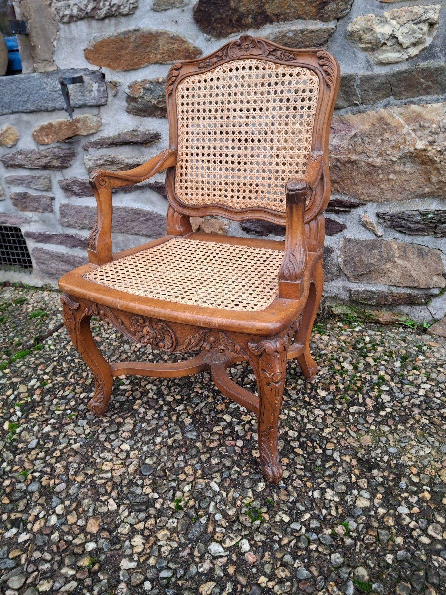 Louis XV Style Caned Child's Armchair-photo-3