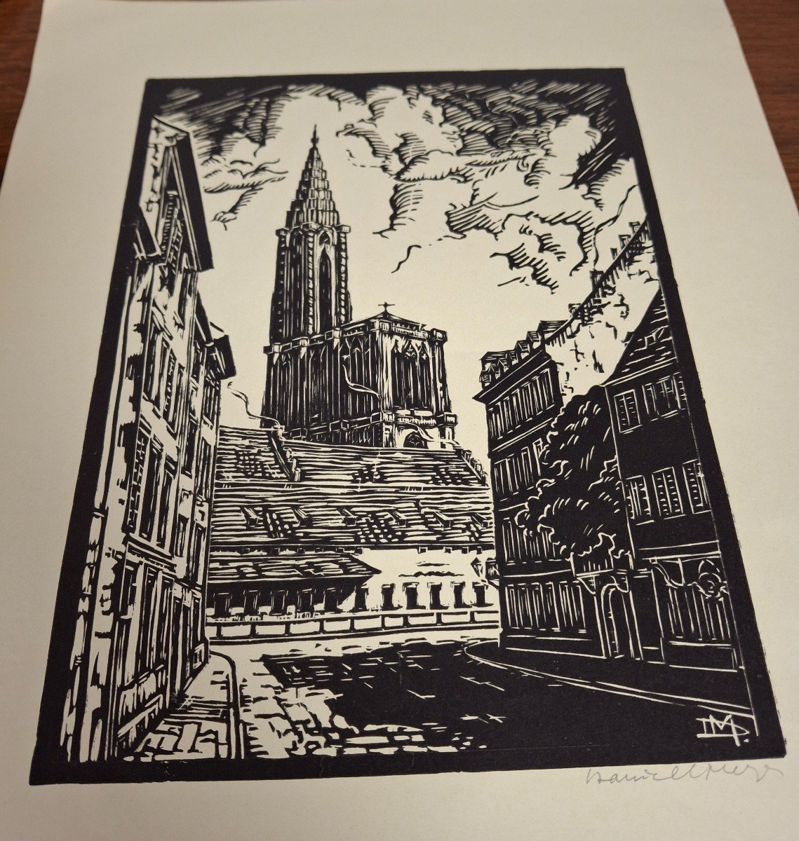 Xylogravure Cathédrale De Strasbourg Daniel Meyer (1908-1993)