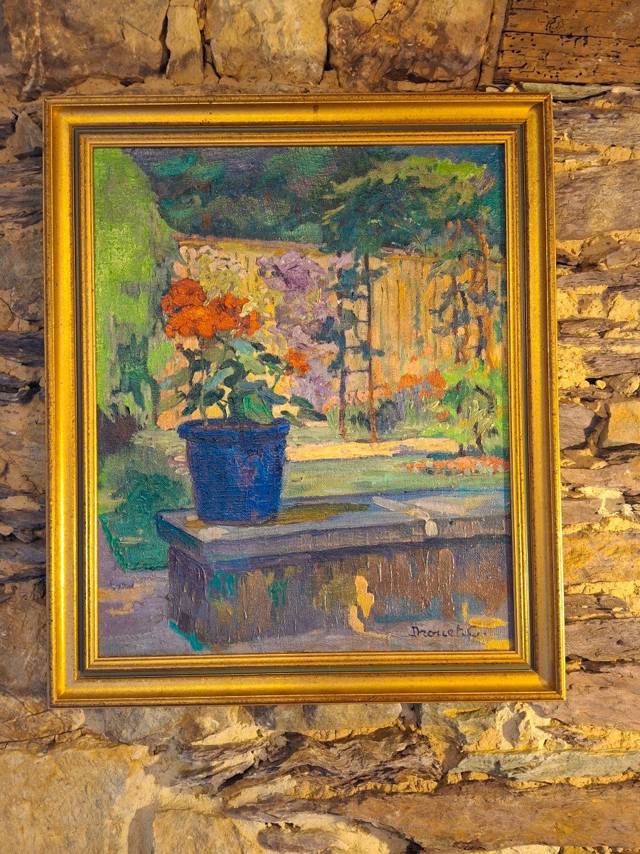 Oil Painting On Canvas The Garden Suzanne Drouet Cordier (réveillaud) (1885-1970)-photo-3