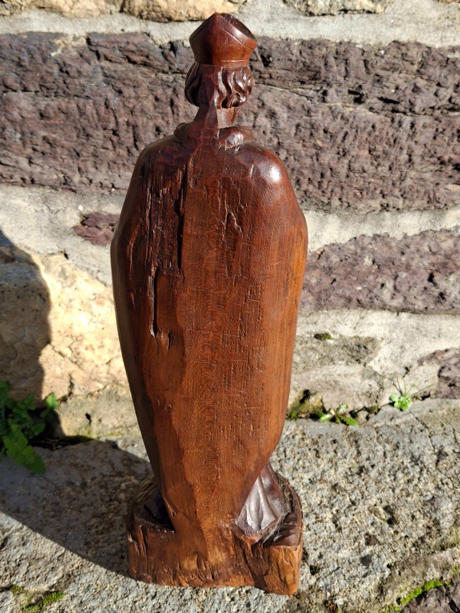 Old Wooden Saint Statuette-photo-3