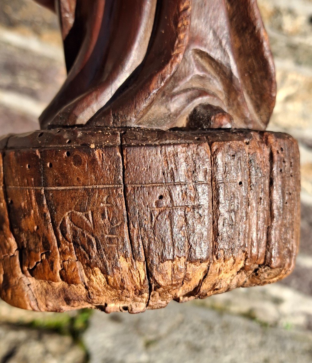 Old Wooden Saint Statuette-photo-3