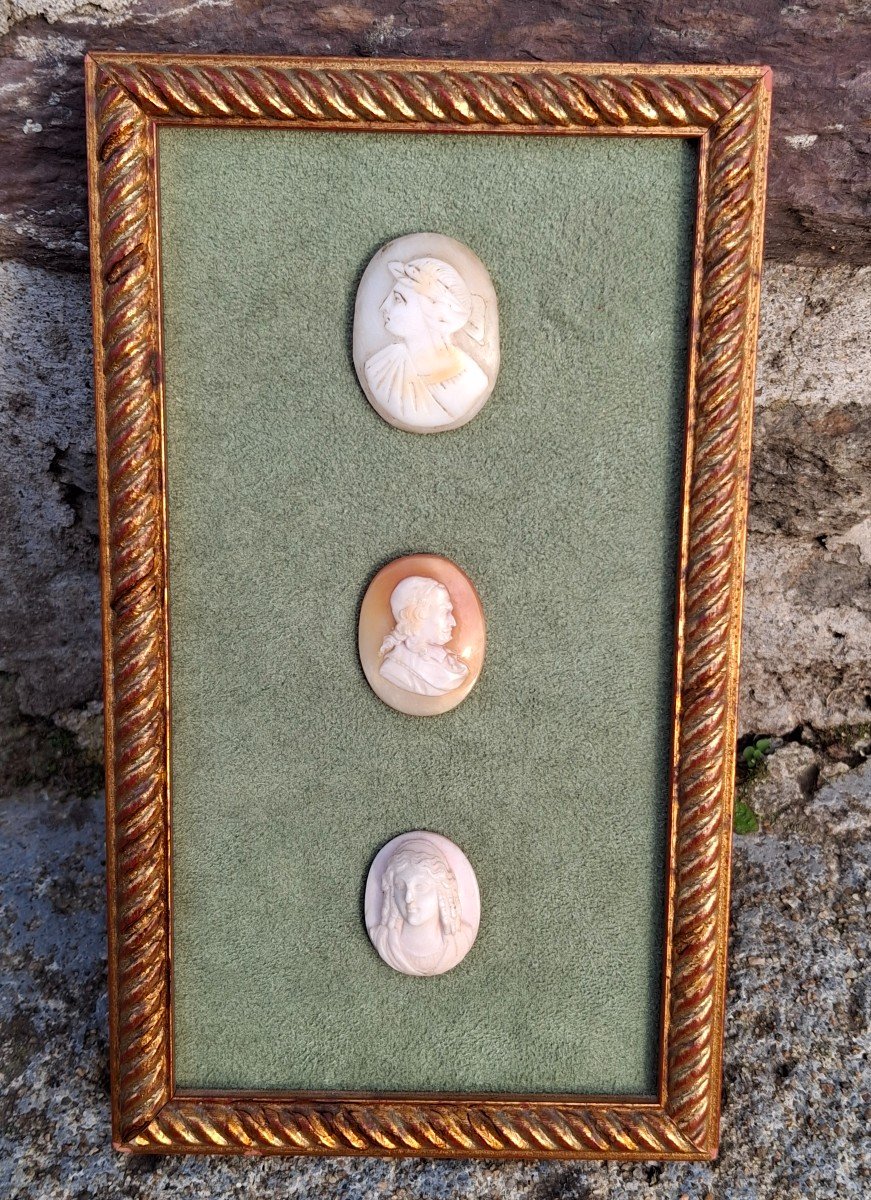 Set Of 3 Antique Framed Cameos 