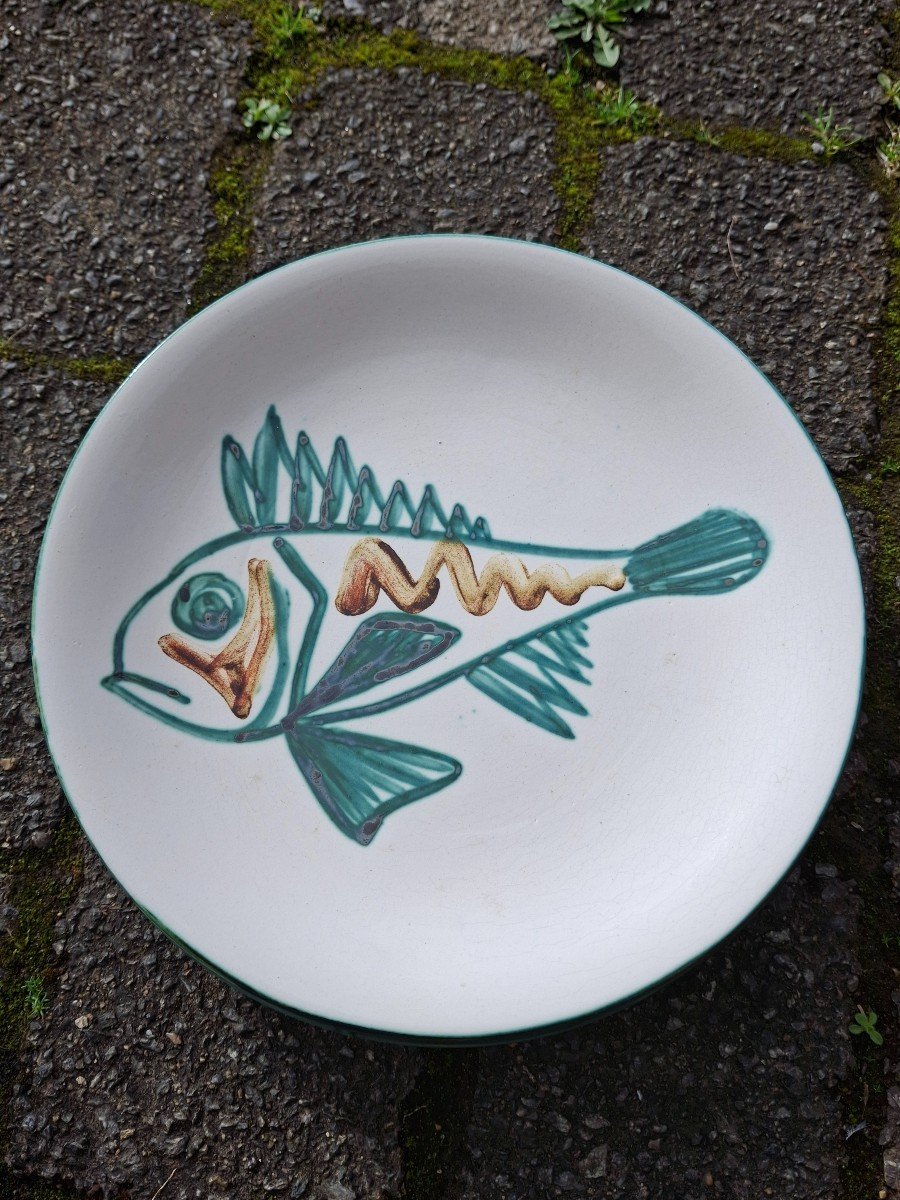 Set Of 6 Robert Picault Fish And Flower Plates-photo-5