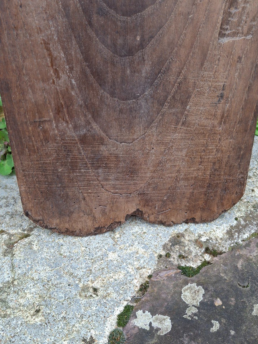 Christ En Croix Panneau De Bois Sculptée Art Populaire Bretagne-photo-1