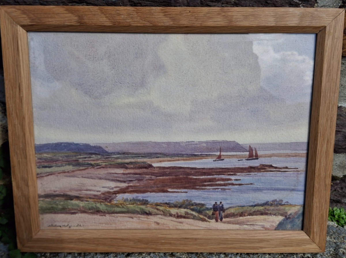 Aquarelle Julien Helgoualch Presqu'île De Crozon, Baie De Rostellec