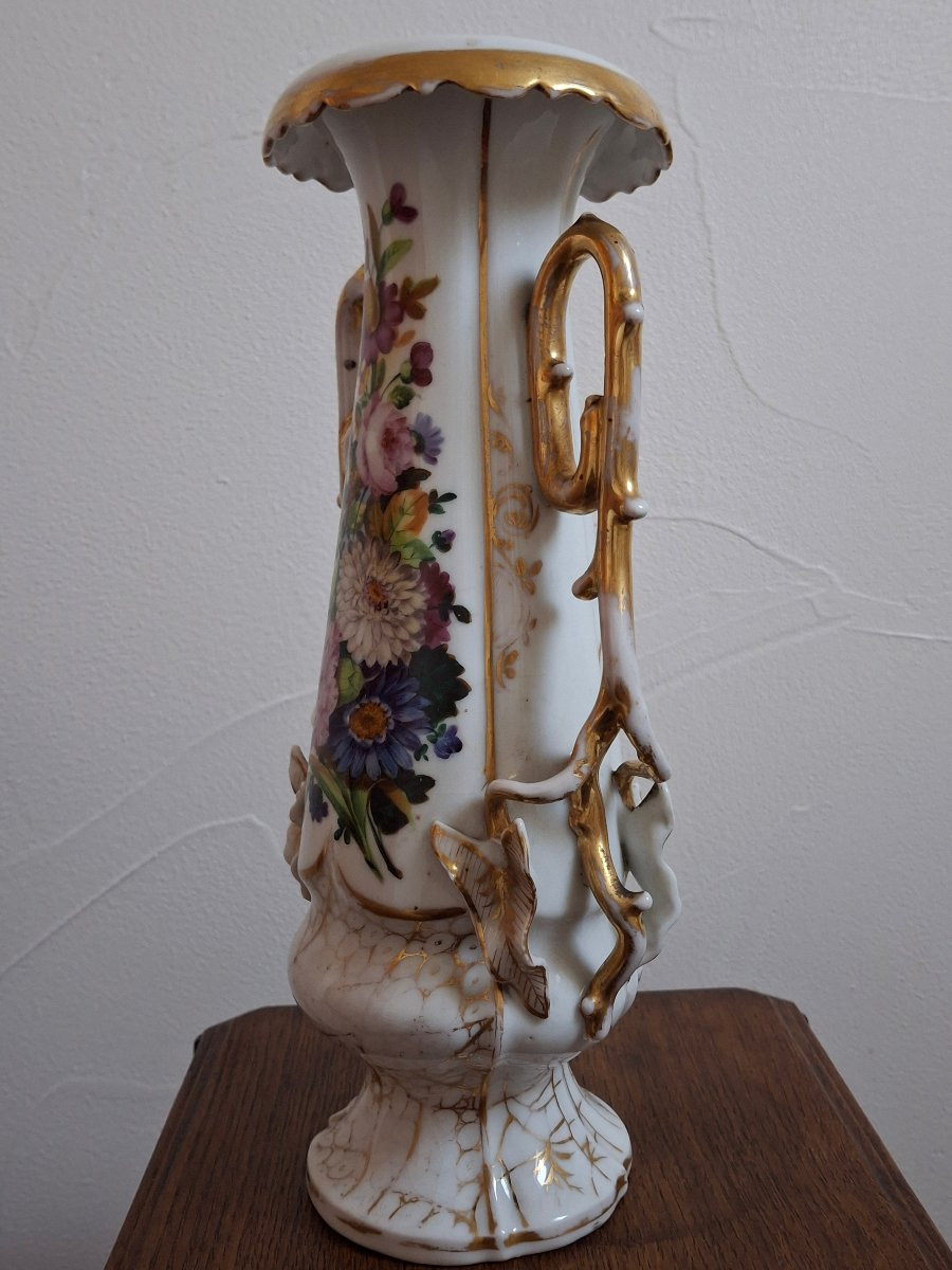 Manufacture Ruaud Grand Vase En Porcelaine Décor Floral XIXe-photo-1