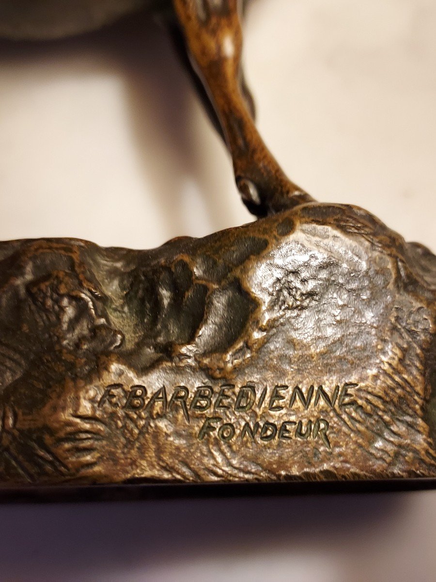 Bronze Signed Barye Fonte Barbedienne Le Cerf Bramant-photo-2