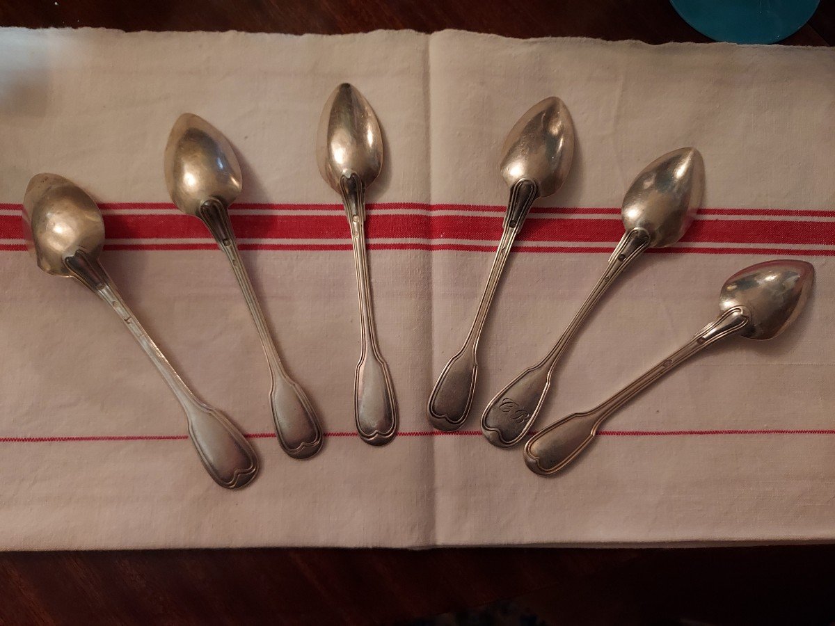 6 Small Silver Spoons Minerva Net Model-photo-4